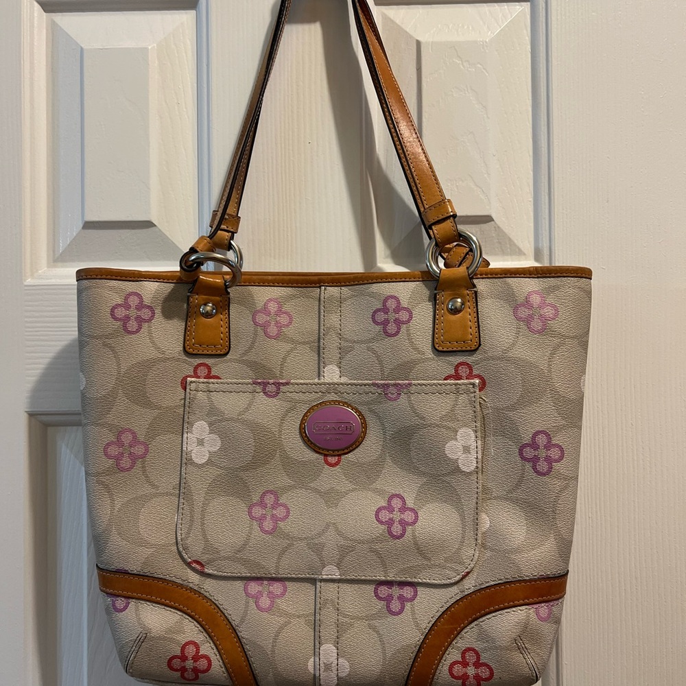 Coach Signature Tote Bag - Brown and Pink